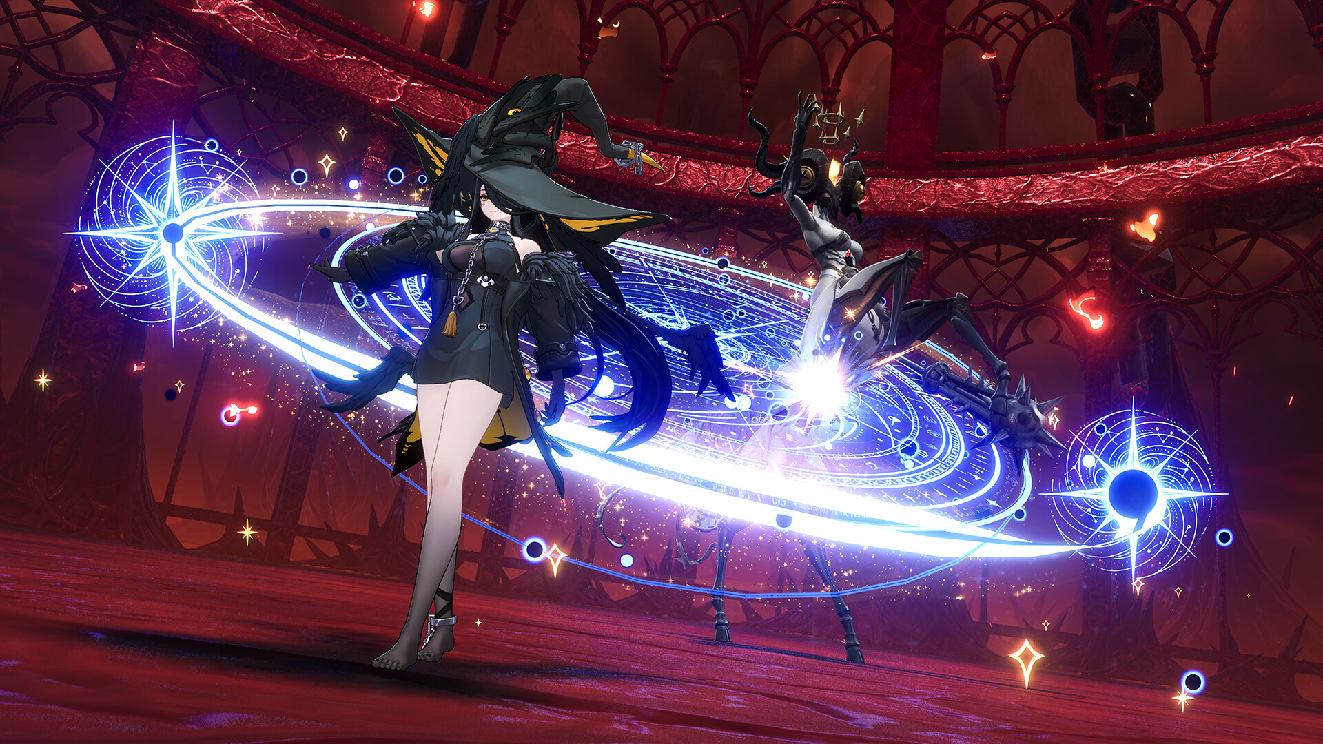 An NTE character casting a blue ability against an anomaly during combat