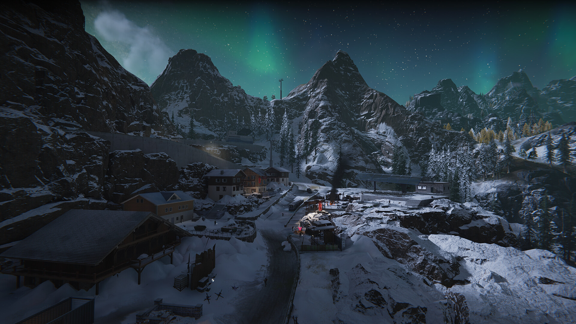 Snowy landscape and ruined structure in Once Human